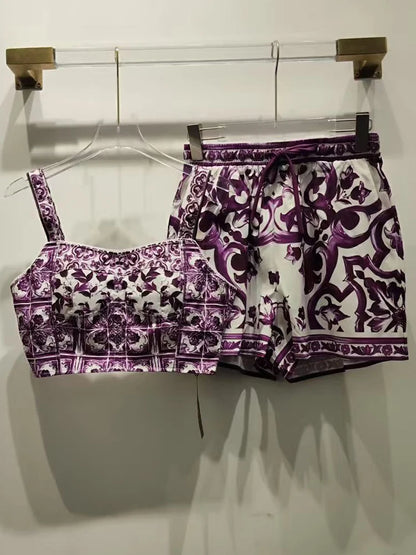 1 Purple Violet Dolce Shorts Set