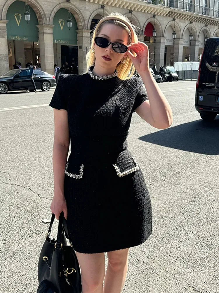 Elegant Beaded Slim Fit Mini Dresses