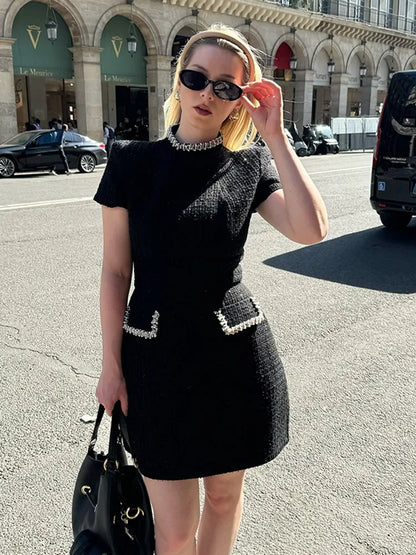 Elegant Beaded Slim Fit Mini Dresses