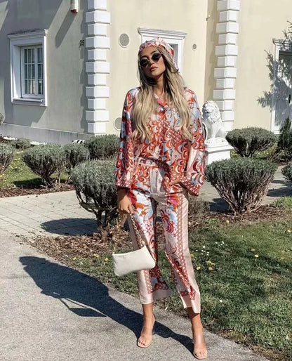 Shirt Suit 2023 Spring Fashion Elegant Ladies Pants Set