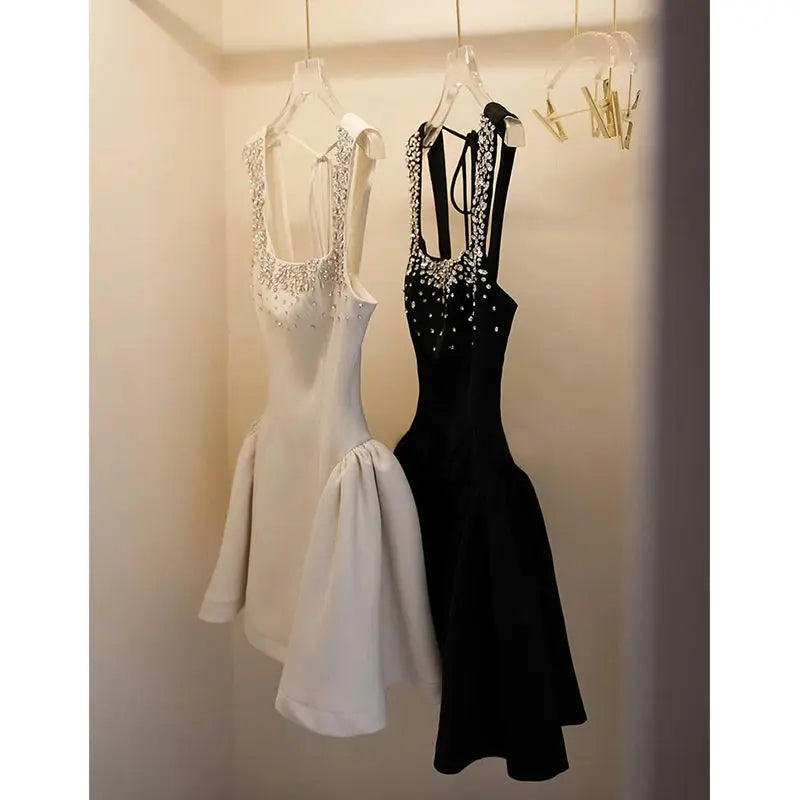 New Party Backless Bandage Dress for Women Fashion Summer Sling Robe Femme 2026 Vestidos De Mujer A-line Tunic Diamond Dresses