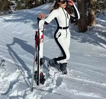 White Slim Ski Suit Jumpsuit