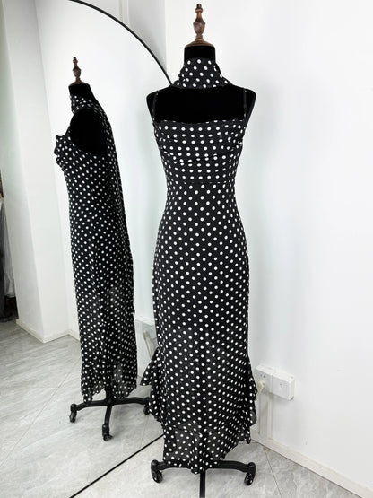 Polka Dot Dress with Scarf Ribbon