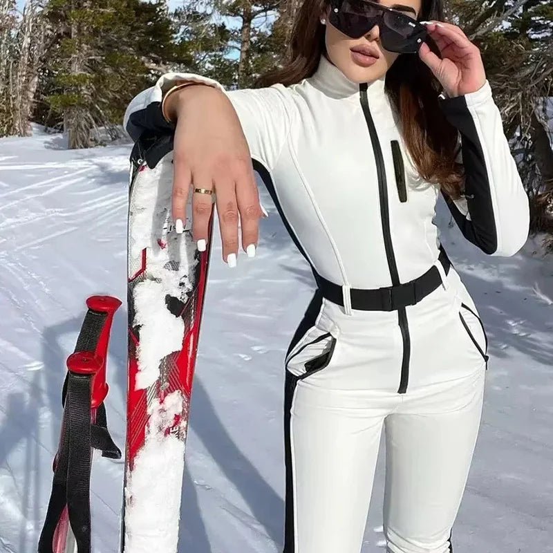 White Slim Ski Suit Jumpsuit