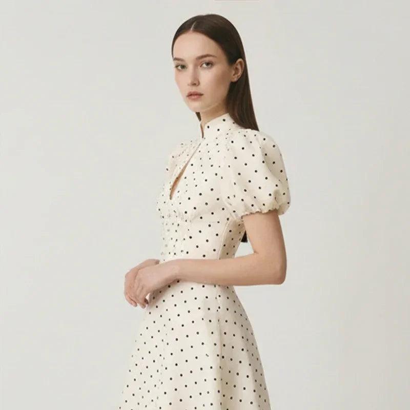 Retro Polka Dot Mini A-line Dress