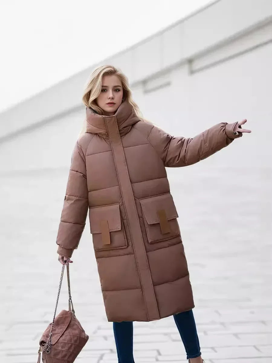 Jacket Parka Maxi Long Women Coat Casual Loose Overcoat F