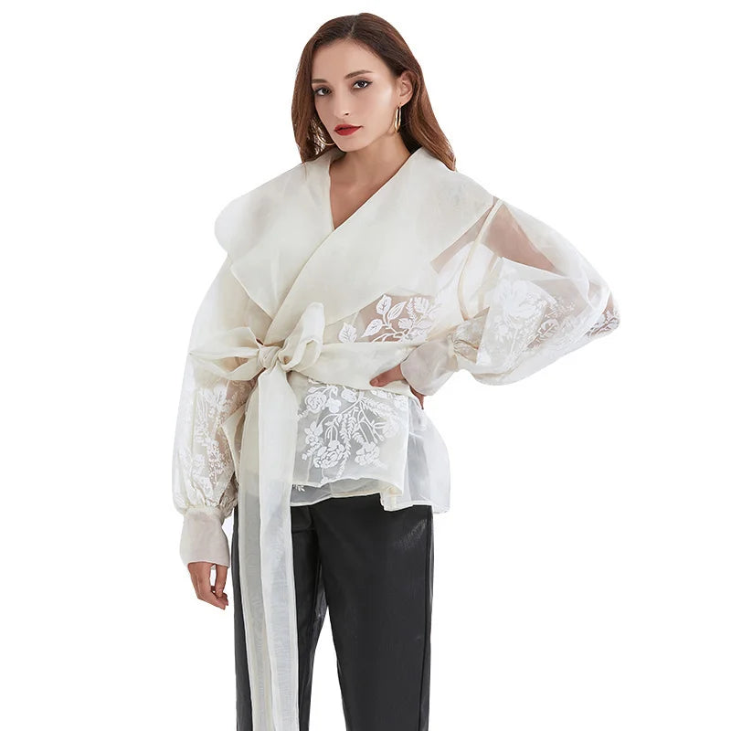 25 Embroidery High end Sheer Top