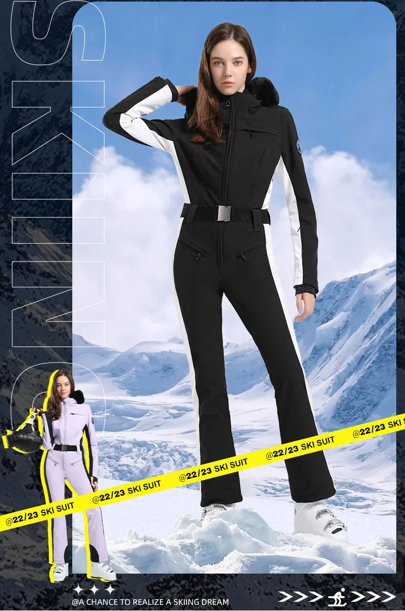 One-Piece Ski Suit Thickened Thermal Snowboard Jacket Jumpsuits