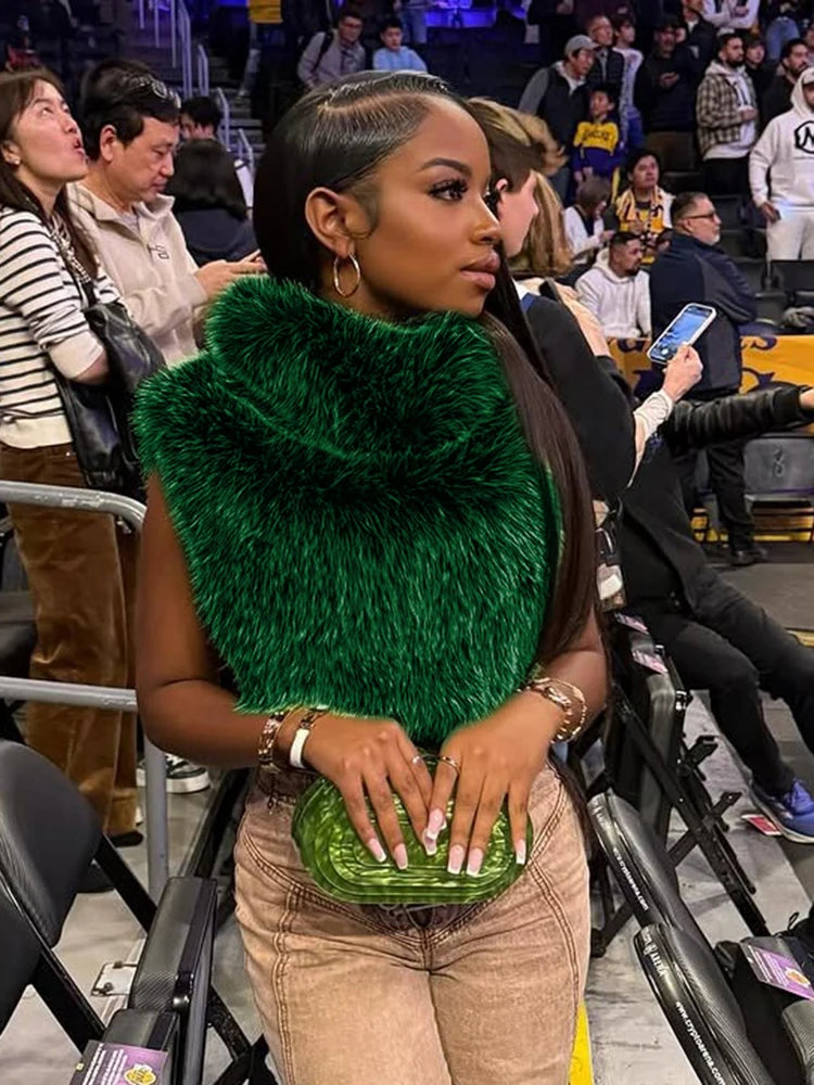 Turtleneck Furry GreenTank Top