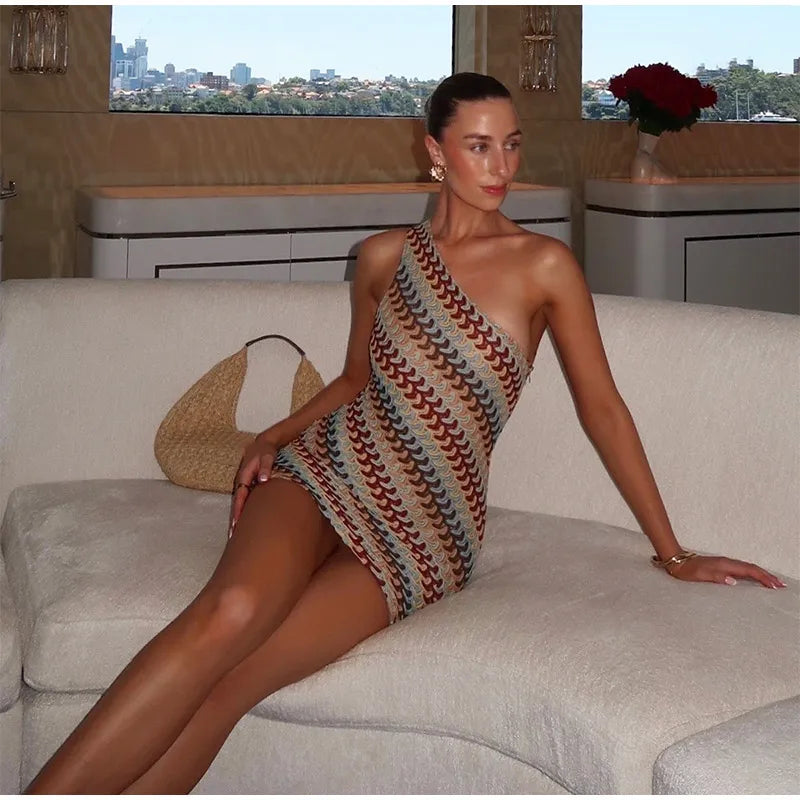 1 Knitted zig zag Mini Dress