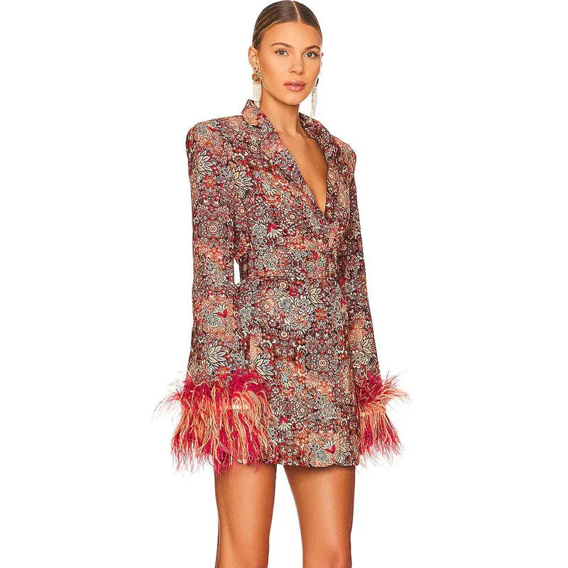 Feather Elegant Blazer Dresses Premium Collection Party