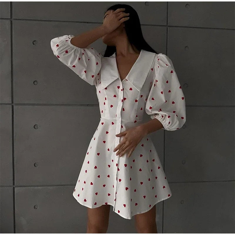 Floral Lotus Leaf Mini Dress