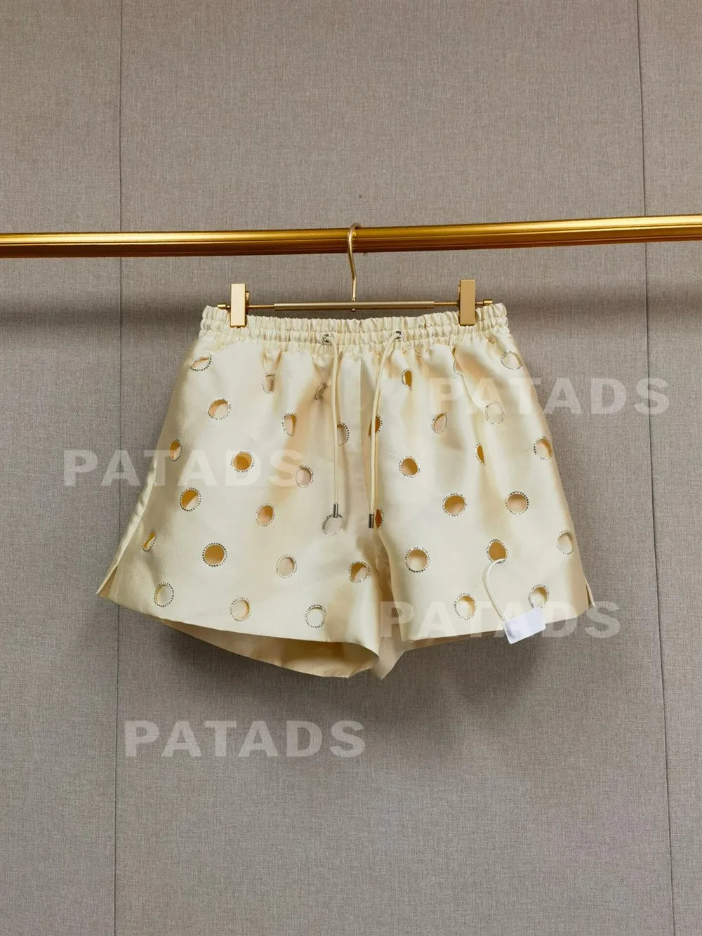 MaSande Early Autumn New Women's Fashionable Hollow out High Waist Drawstring Shorts Ring Detail Casual Pants Straight Leg - Shellss
