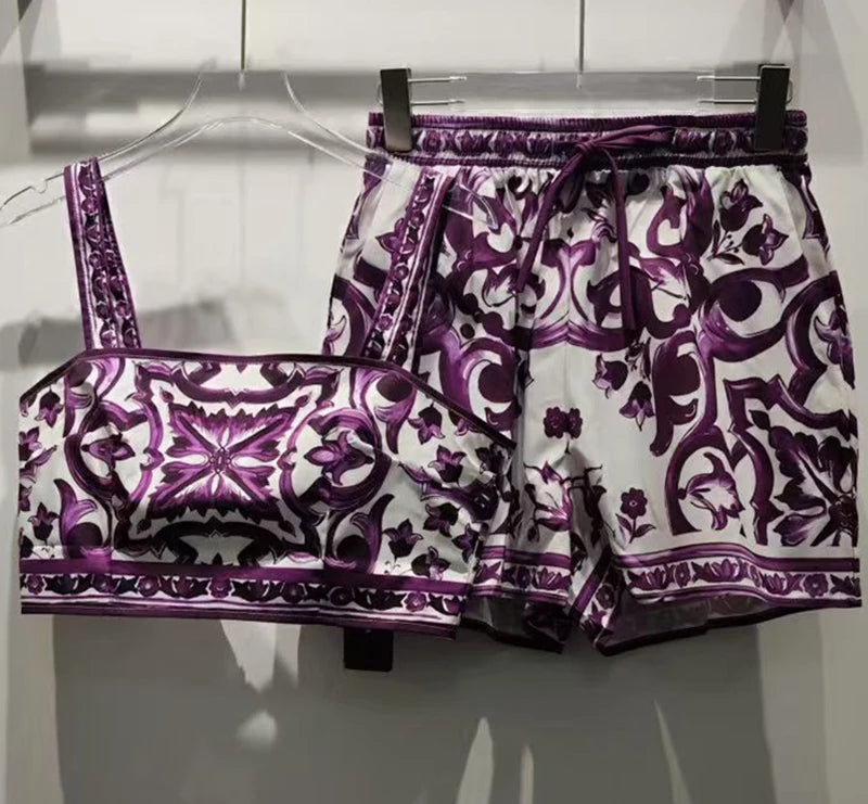 1 Purple Violet Dolce Shorts Set