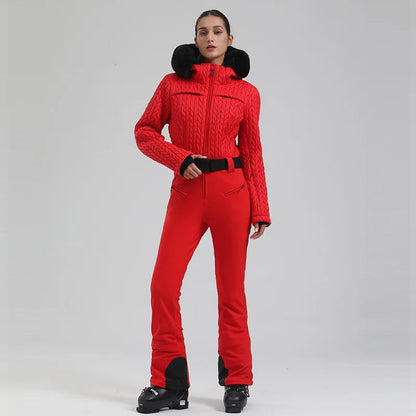 One-Piece Ski Suit Thickened Thermal Overalls Snowboard Jacket Jumpsuits Slim Fitting Ski Set Wind Proof Waterproof