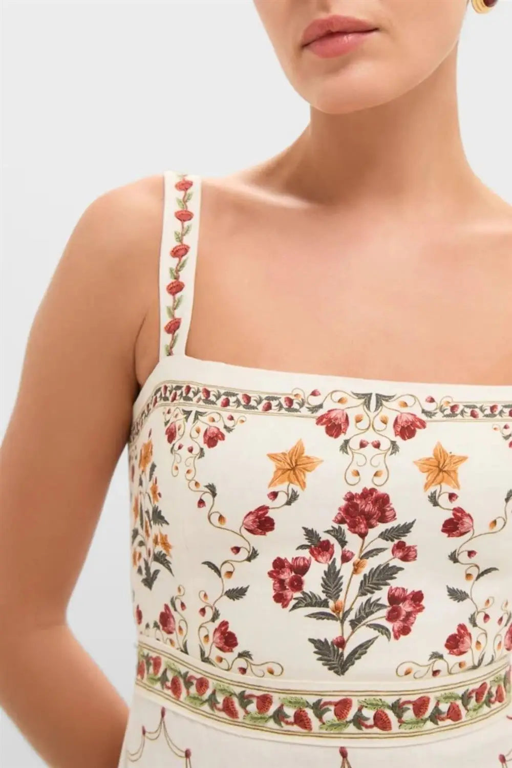 Casual Sleeveless Floral Patchwork Maxi Dress Women's Printed Dress Large Skirt European Style mid Waist Other 100% Fabric