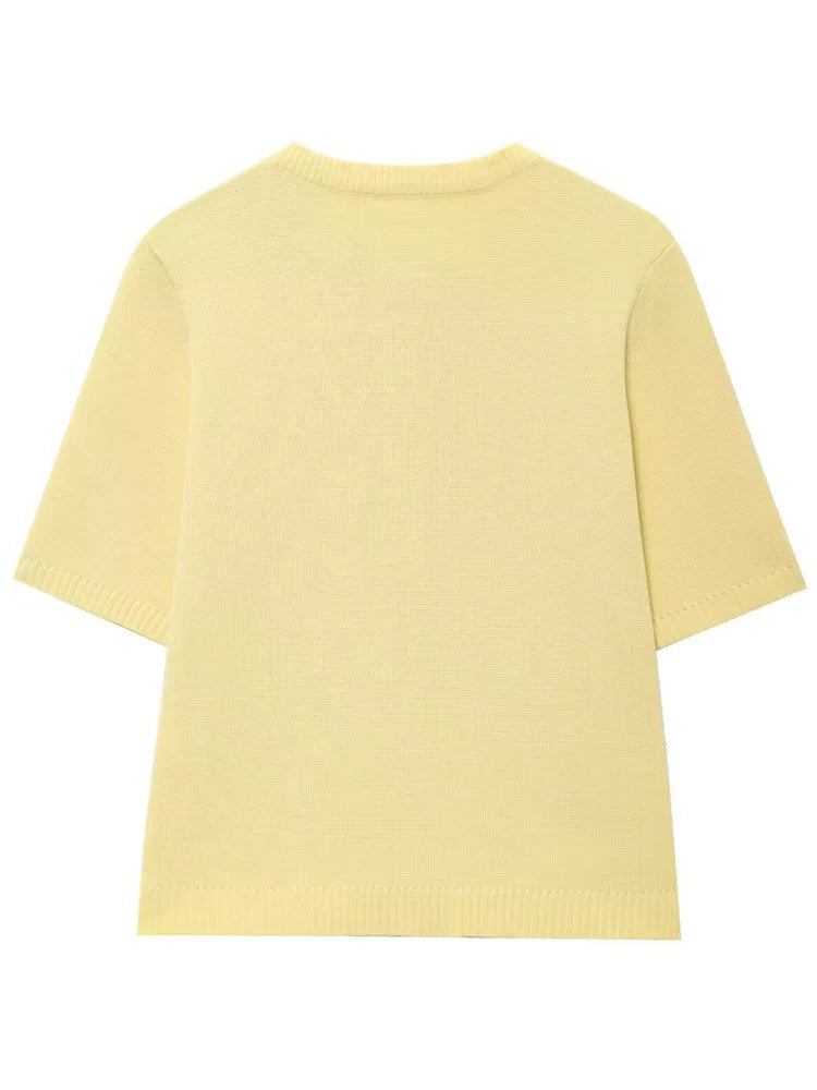 Knitwear Button Ladies Short Sleeve