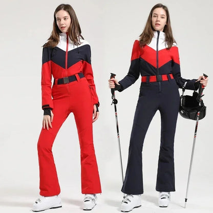 Winter Overalls Women Slim Fitting Ski Suit One-Piece Jumpsuits Wind Proof