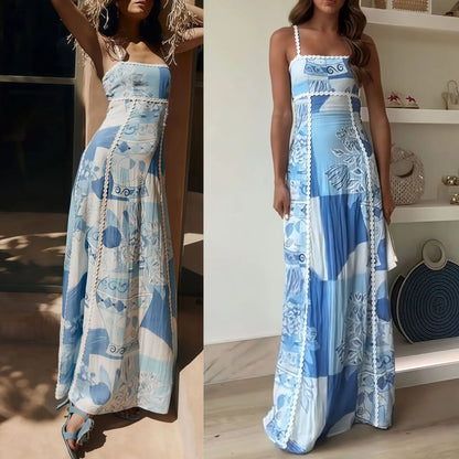 Butterfly back Knot Greece Dress Blue