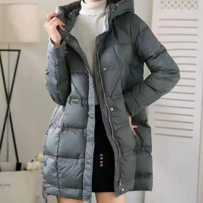 New Arrivals Women Hooded X-long  White Duck Down Jacket