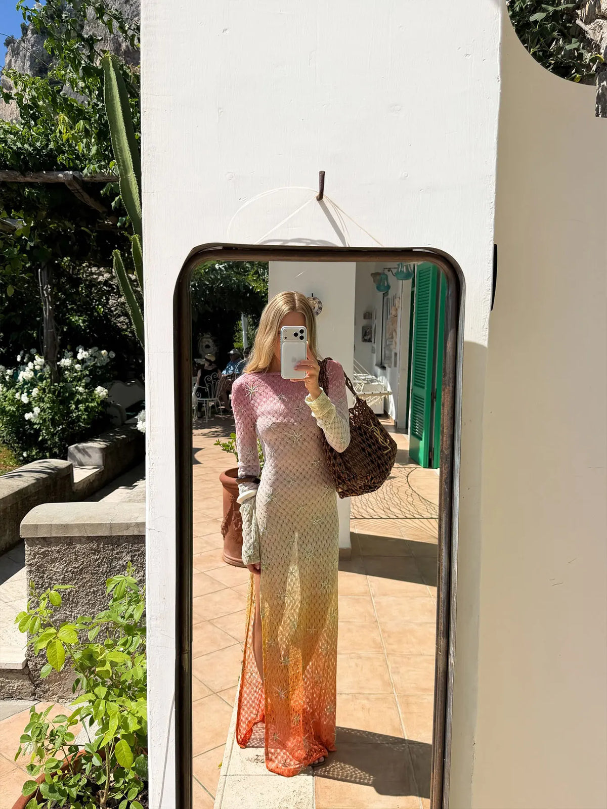 One Shoulder Dress Cutout Mesh Cover Up Colorful Print Swimsuit Coverup Bodycon Maxi Dress Beachwear Resortwear Outfits - Shellss