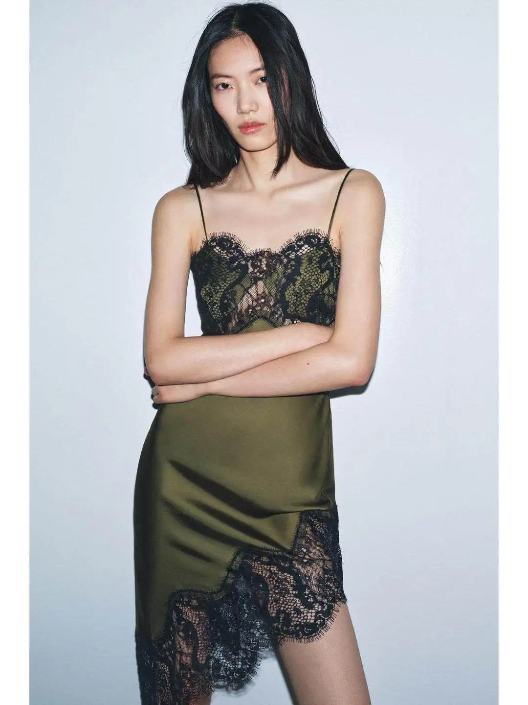 Silk Satin Asymmetrical Green Zara