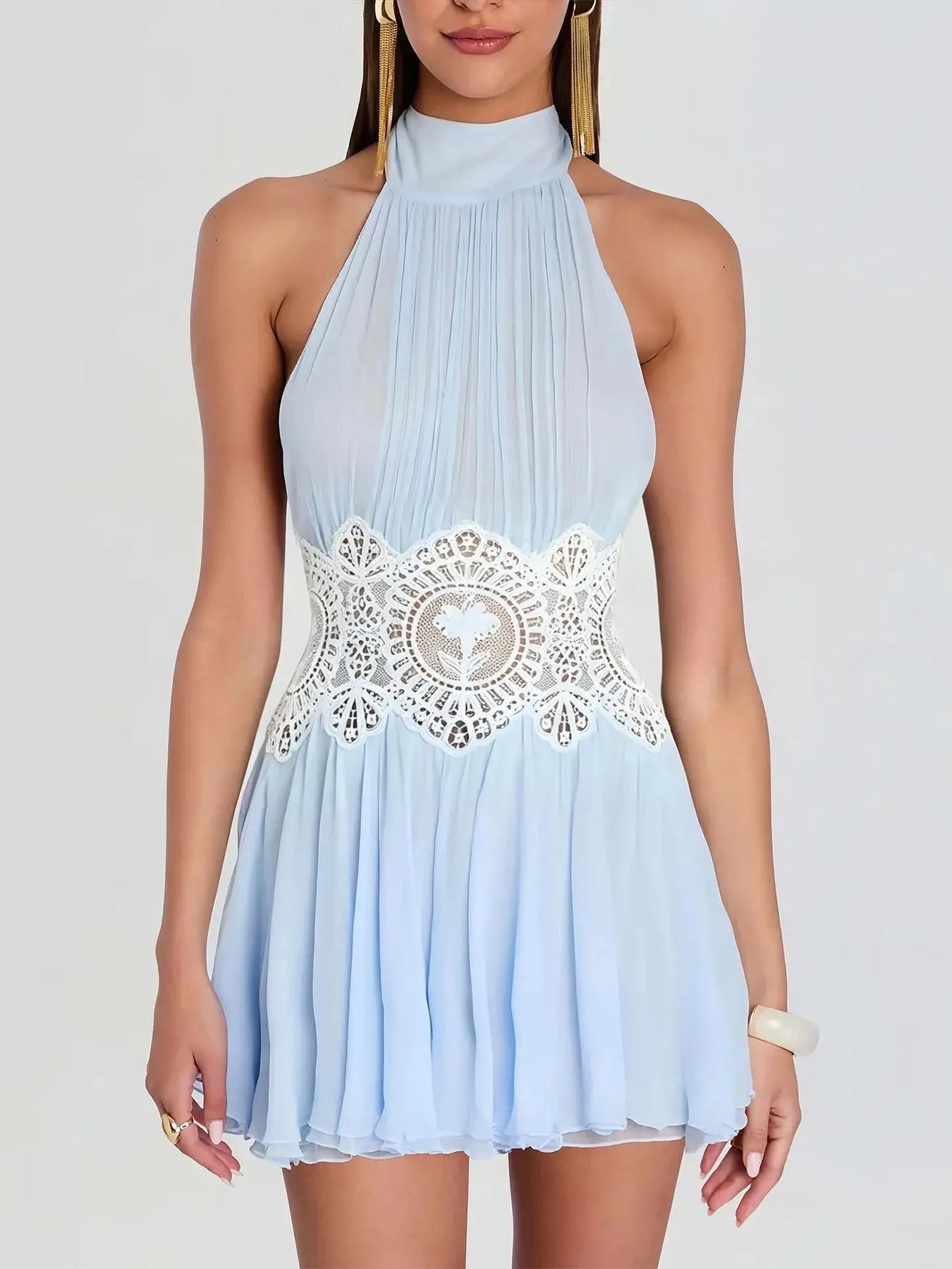 Lace Waist Cutout Mini Dress