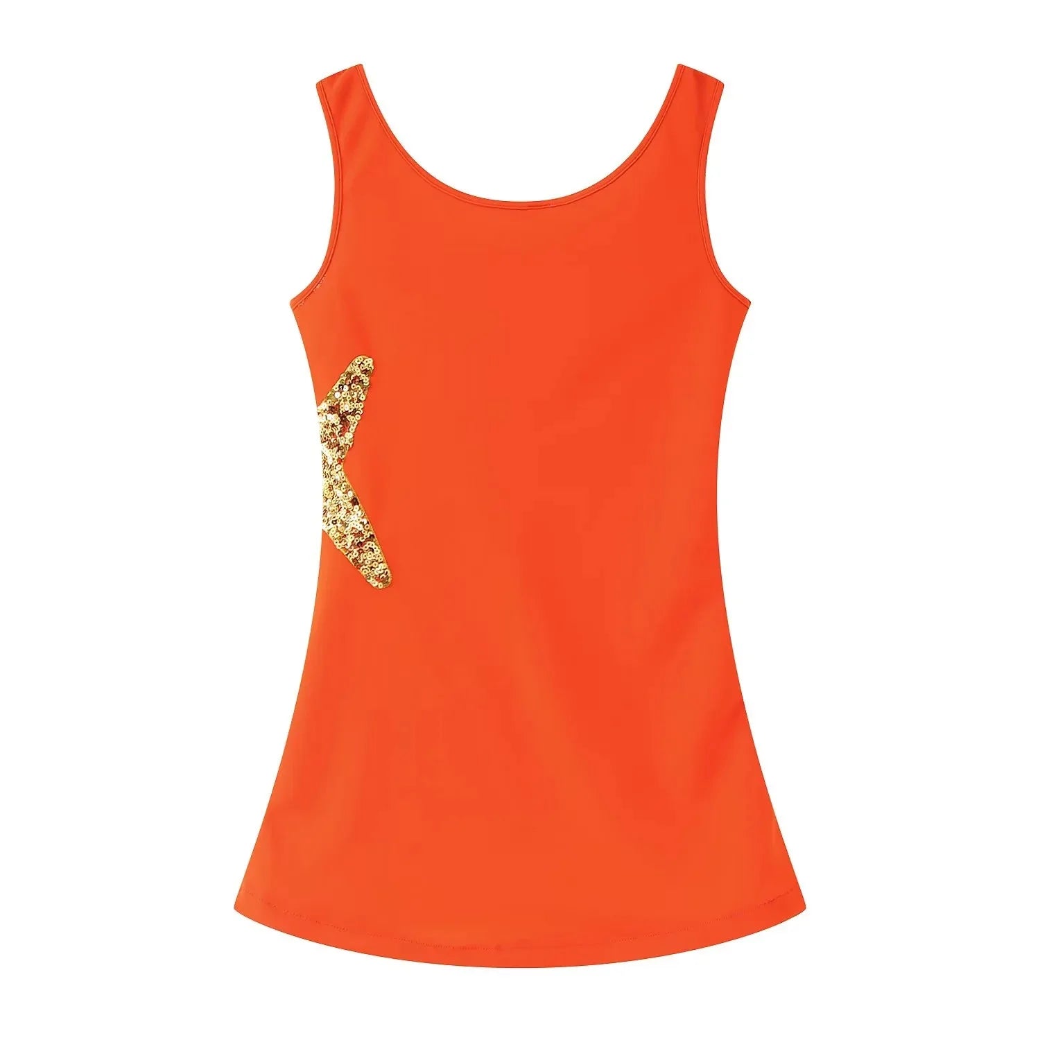 Sexy Mini Dress Fashionable Glitter Polyester Street Style High Waist Bodycon Short Skirt round Neckline Sleeveless Women's C...