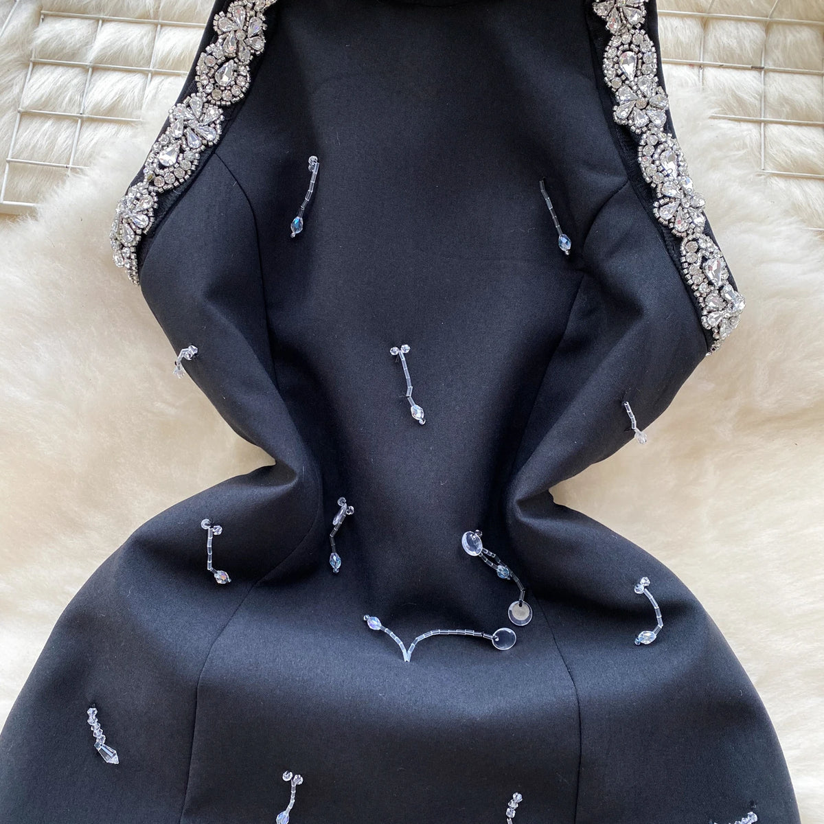 French Chic Elegant Mini Dress Sequined Beading Halter Off-shoulder Sleeveless Vestidos De Mujer Female Evening Dresses Dropship