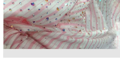 Lightweight Loose Stripes Rhinestone Shirt