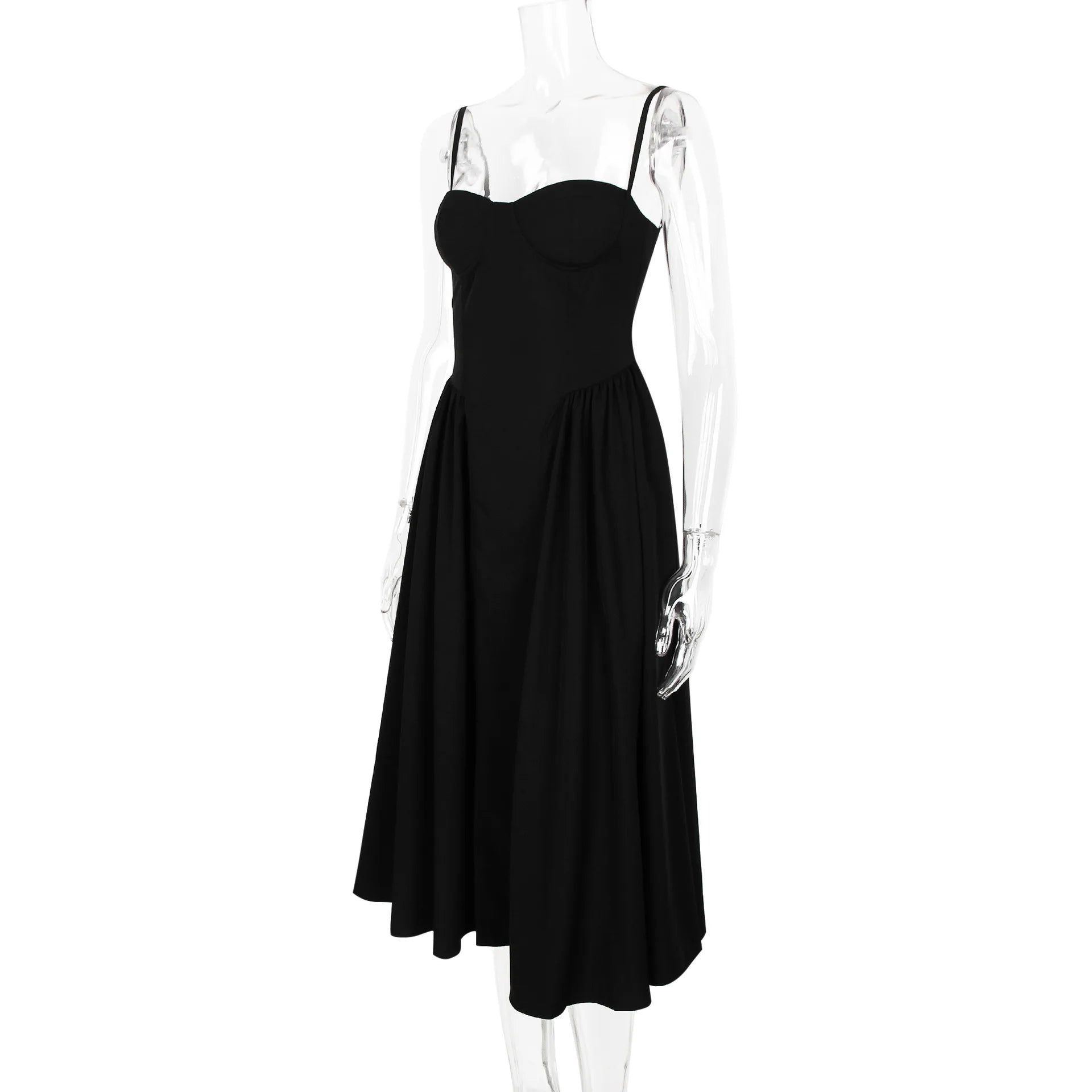 Suninheart Spaghetti Strap Summer Party Dresses 2025 New Arrivals Fit and Flare Elegant Midi Dress Red Night Date Dress - Shellss