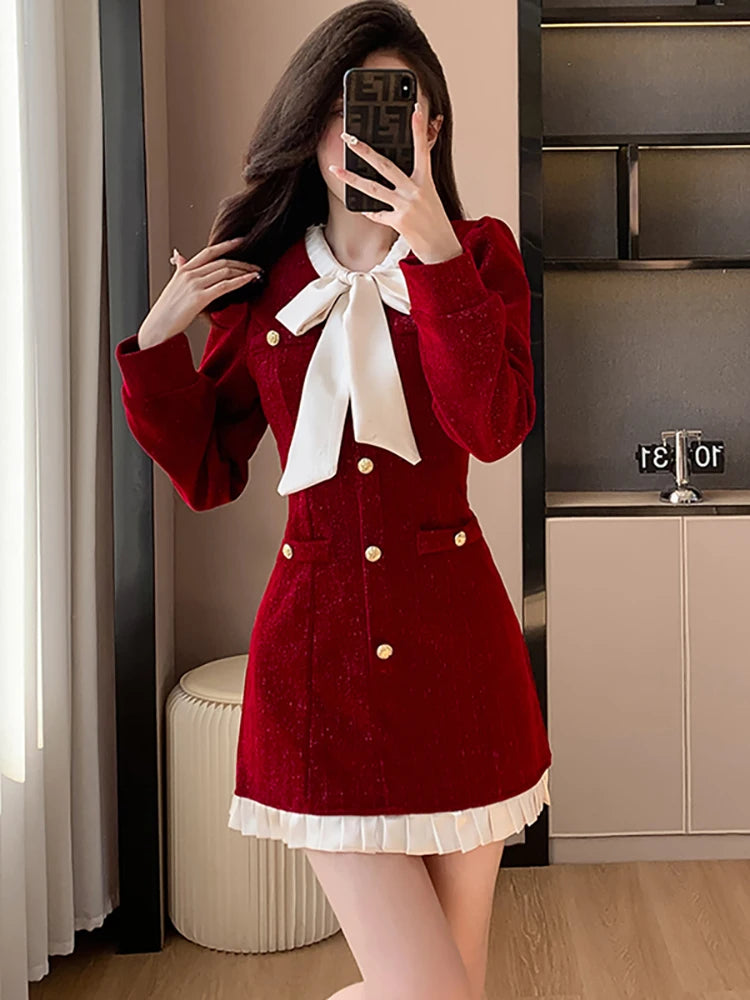 Luxury Burgandy red Velvet Dress