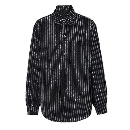 Blue Sequins Striped shirt