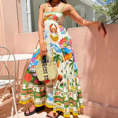 Graffiti multi Print summer Midi paradise