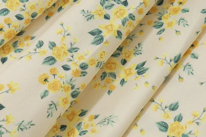 Yellow mini flowers V neck Mini