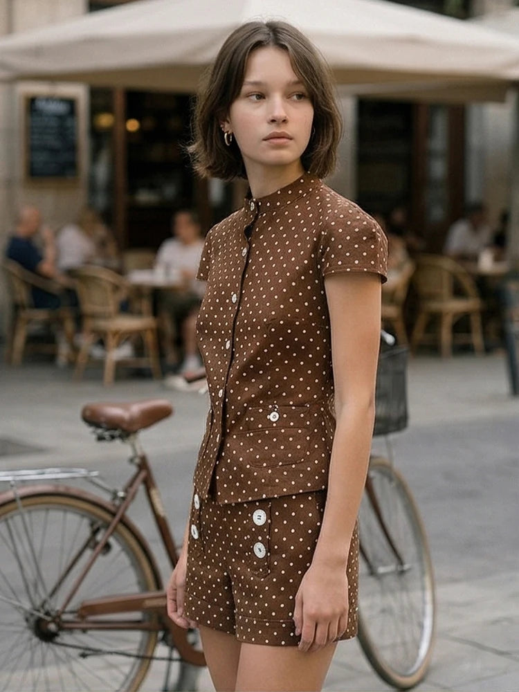 Summer shorts set brown