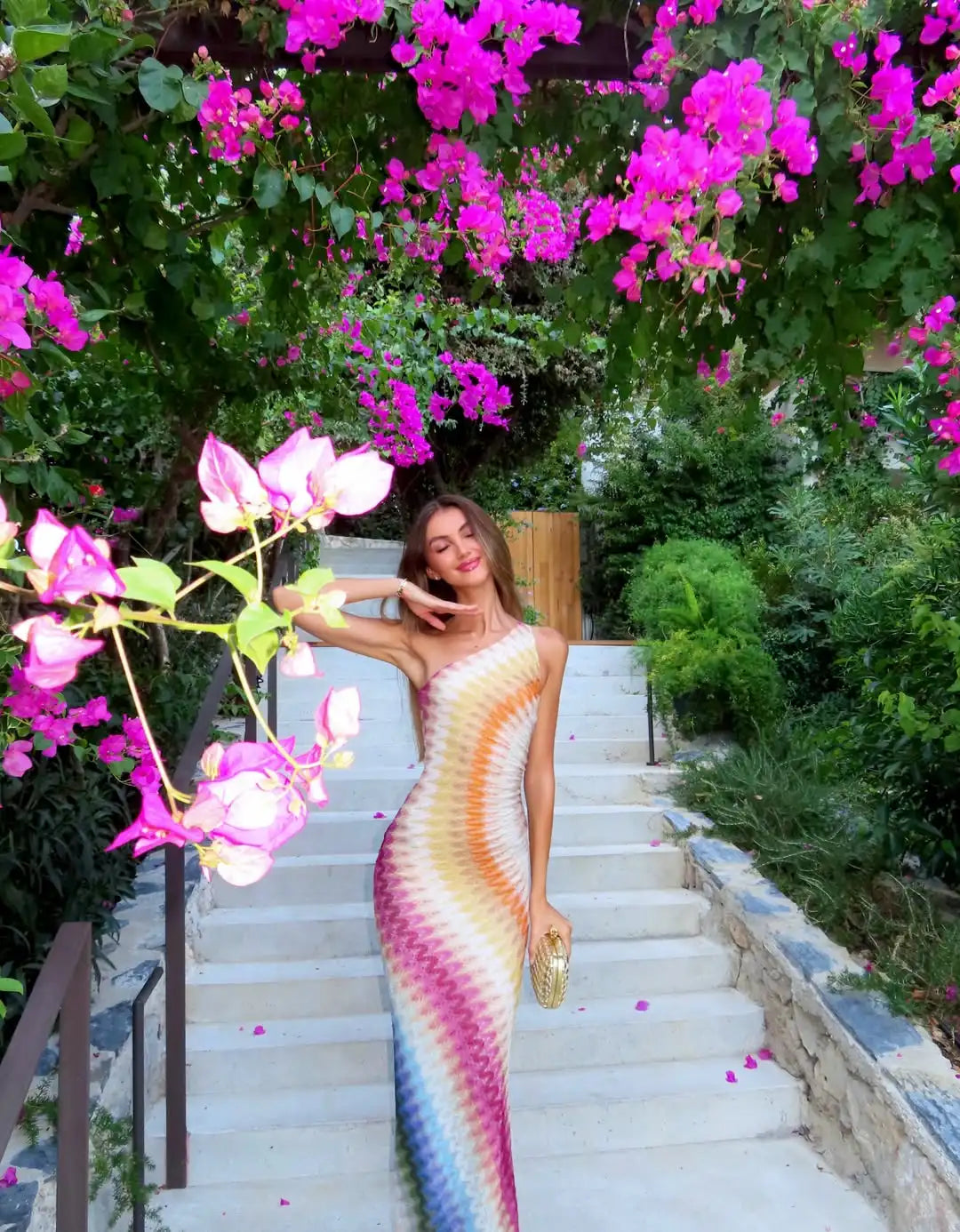 One Shoulder Dress Cutout Mesh Cover Up Colorful Print Swimsuit Coverup Bodycon Maxi Dress Beachwear Resortwear Outfits - Shellss