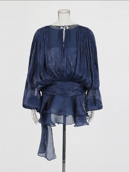 Lace Up Ruffle Dress