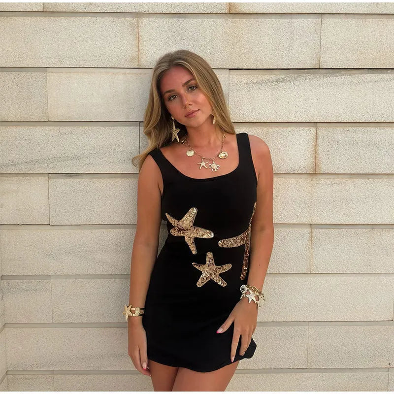 Starfish oceanusa Embroidered Star Mini Dress