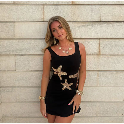 Starfish oceanusa Embroidered Star Mini Dress