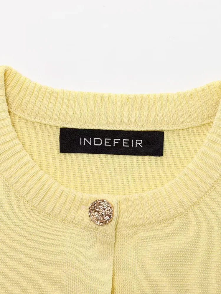 Knitwear Button Ladies Short Sleeve