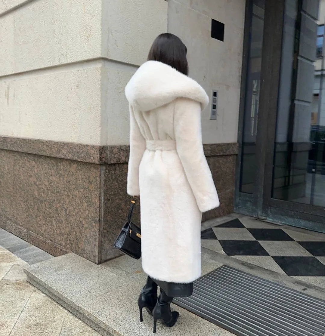 Fur Hooded Long Jacket
