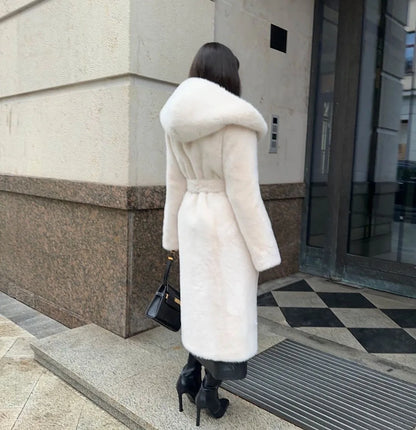 Fur Hooded Long Jacket
