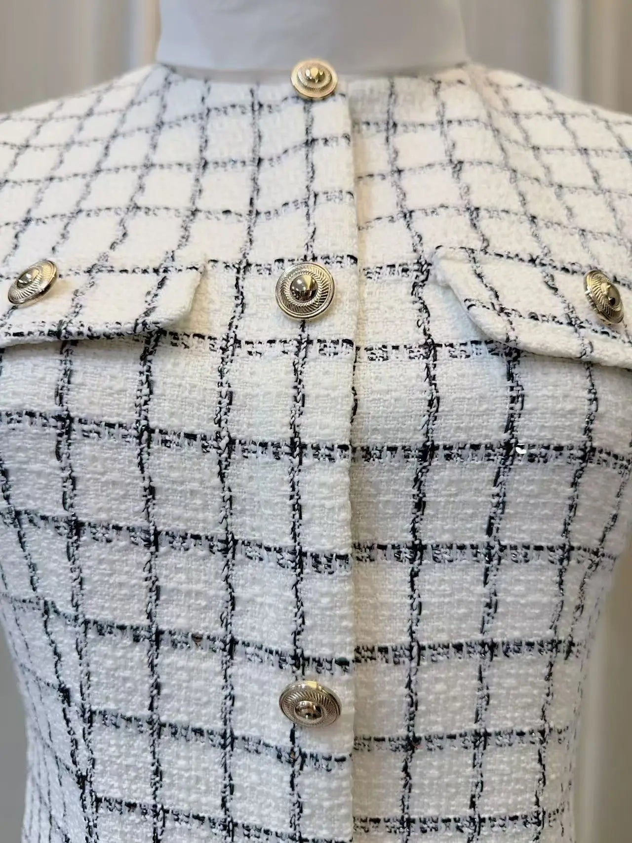 Self Portrait Vibes Check Buttoned Mini clio