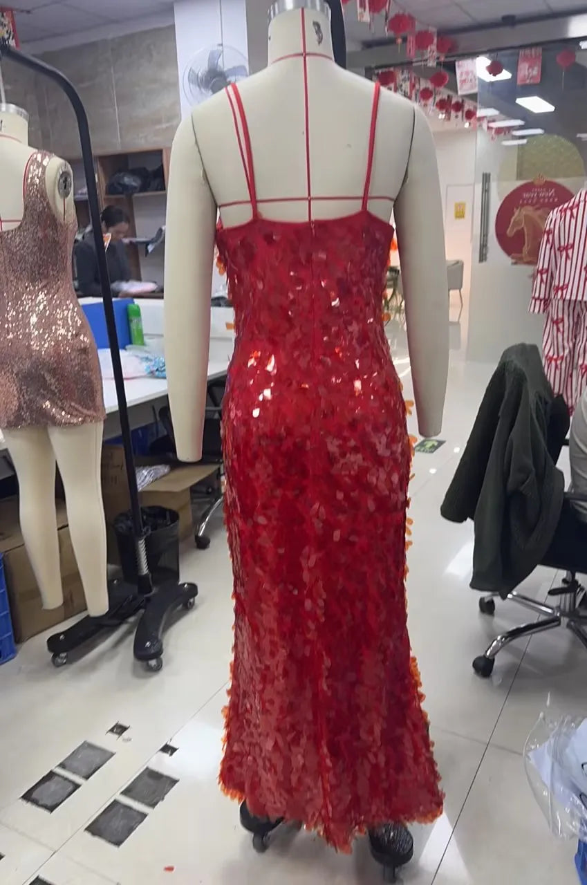 Glitter Sequins Backless Party