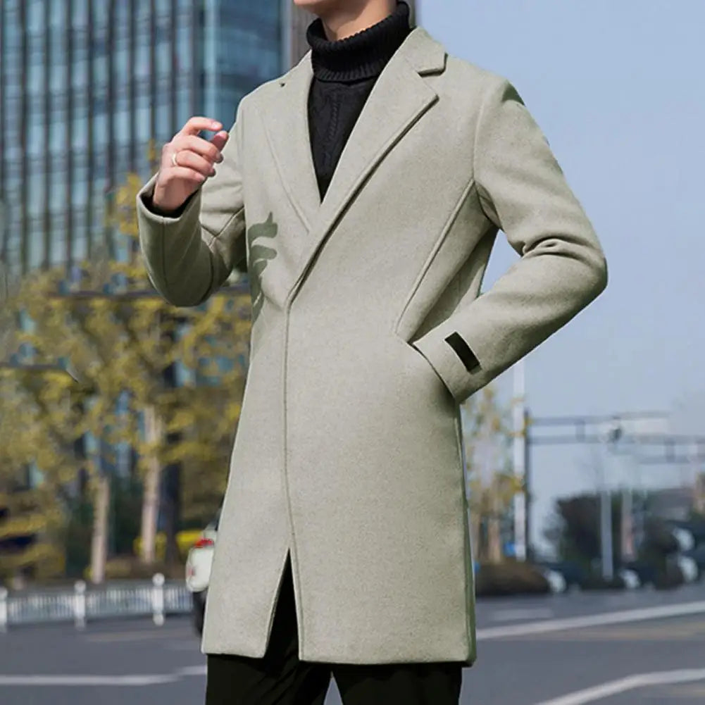 Men Trench Coat Autumn Woolen Trench Overcoat