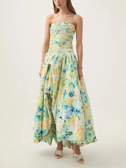 2025 blue Slit Bubble dress