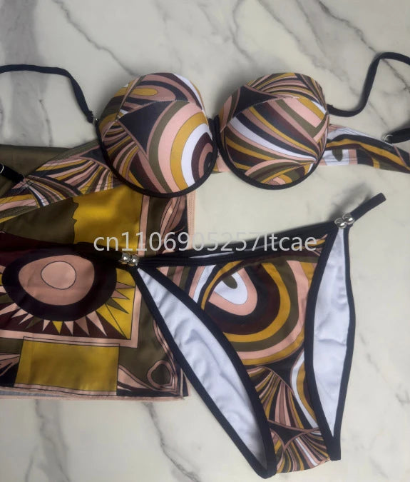 Luxury Design Pink Scarf Swimsuits