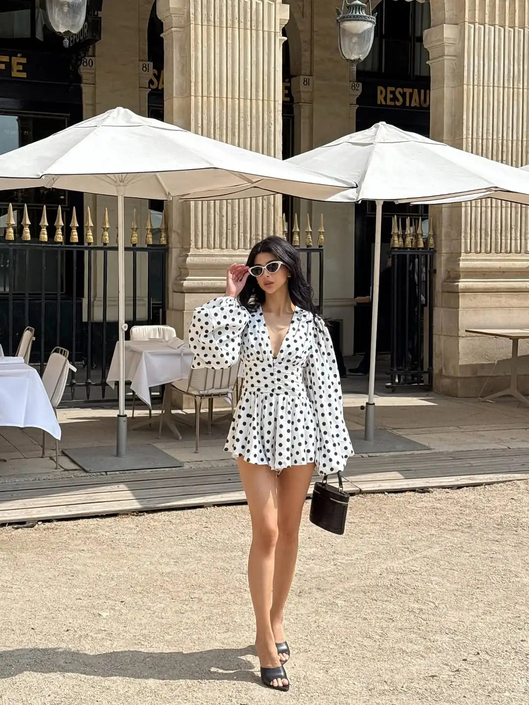 Fashion Polka Dot Pleated Mini Dress