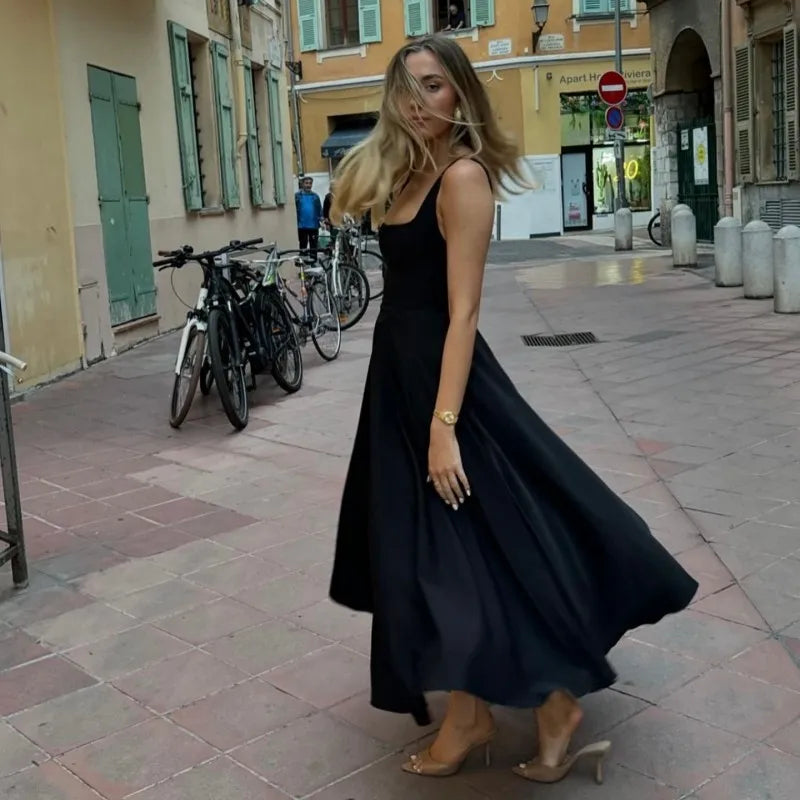 JULISSA MO Sexy Square Collar Women Maxi Dress White Spaghetti Strap High Waist Dress Female Summer Slim Elegant Party Clubwear - Shellss